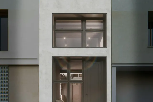 Townhouse gevel met moderne architectuur